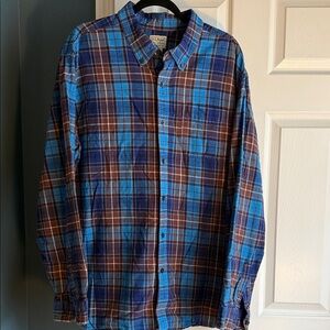 L.L. Bean Blue and Brown Plaid Flannel Shirt